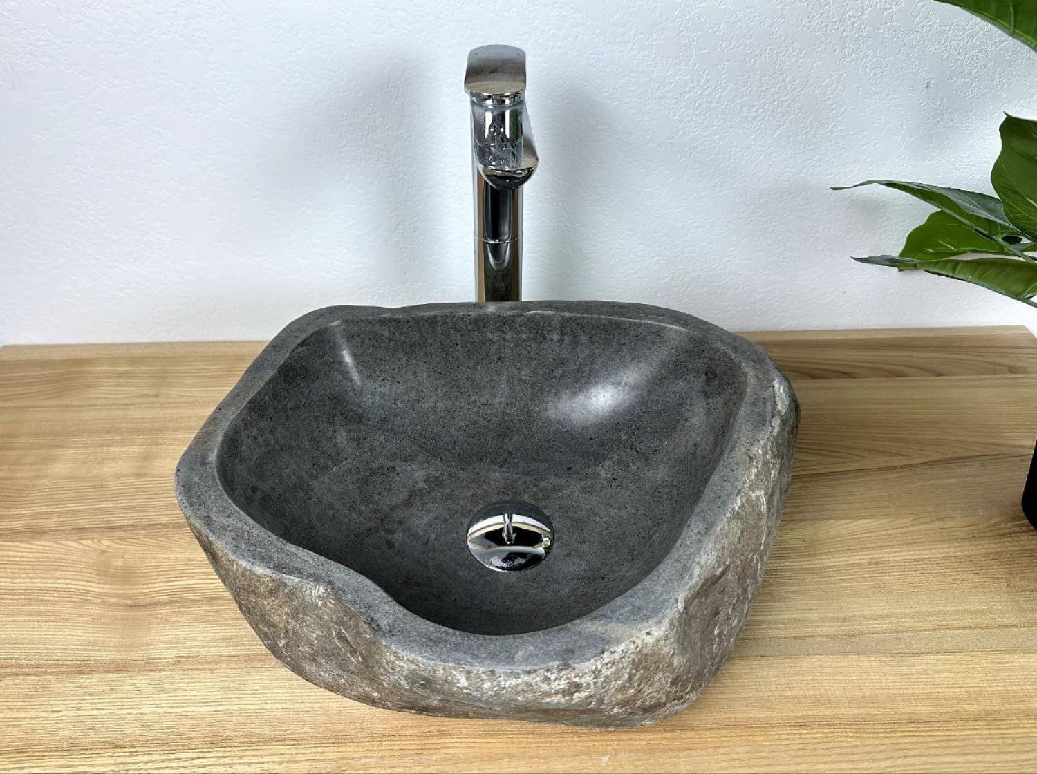 Раковина SpiritofStone накладная из речного камня в ванную 38 см (CA.1.18)