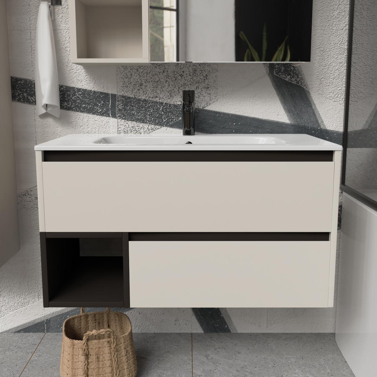 Тумба подвесная с раковиной MVK Vostok Craft 100 В2 1000х450х530 мм Кашемир (c2100km)