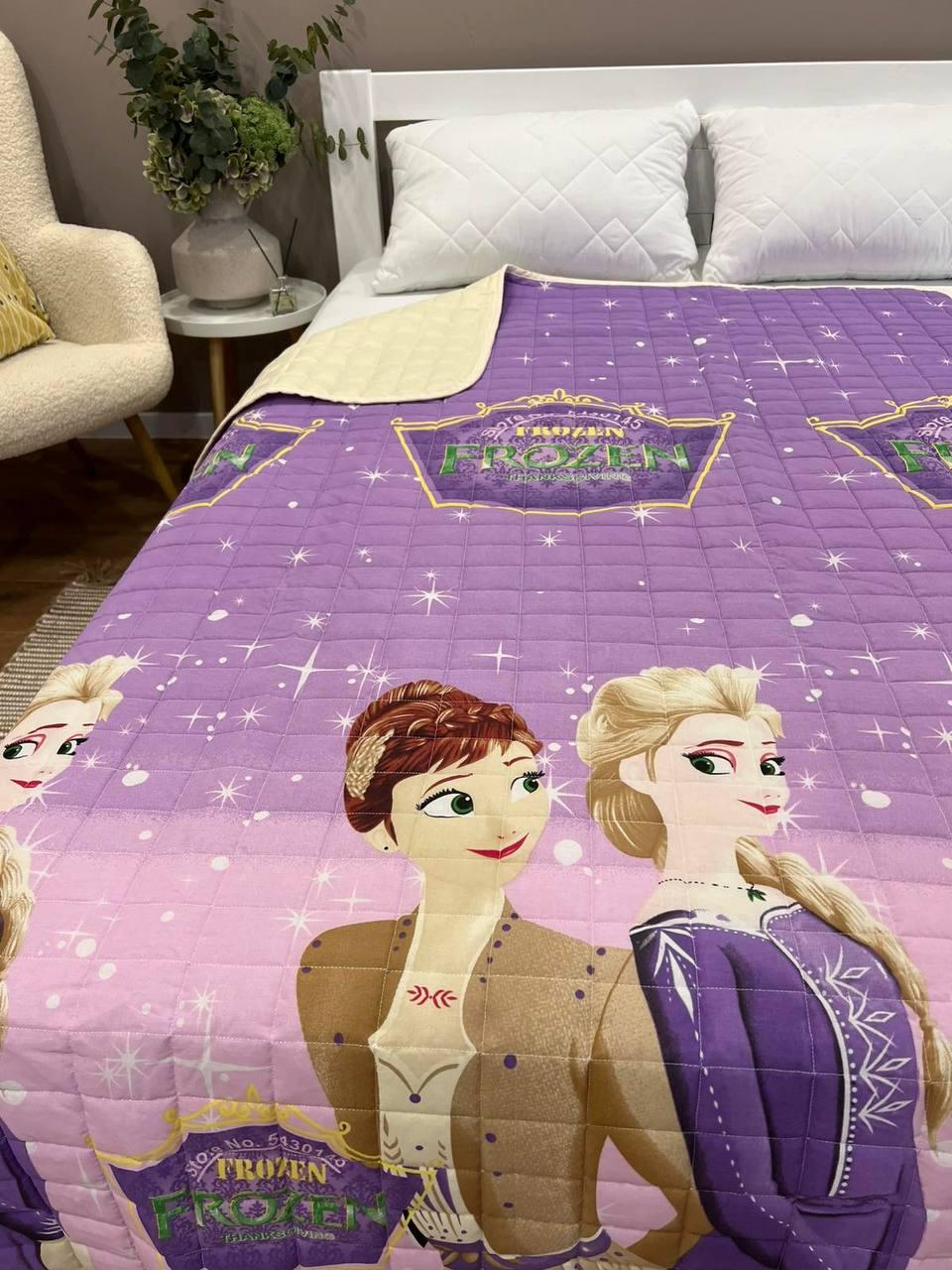 Ковдра дитяча з малюнком Крижане серце двостороння 150х210 см Фіолетовий