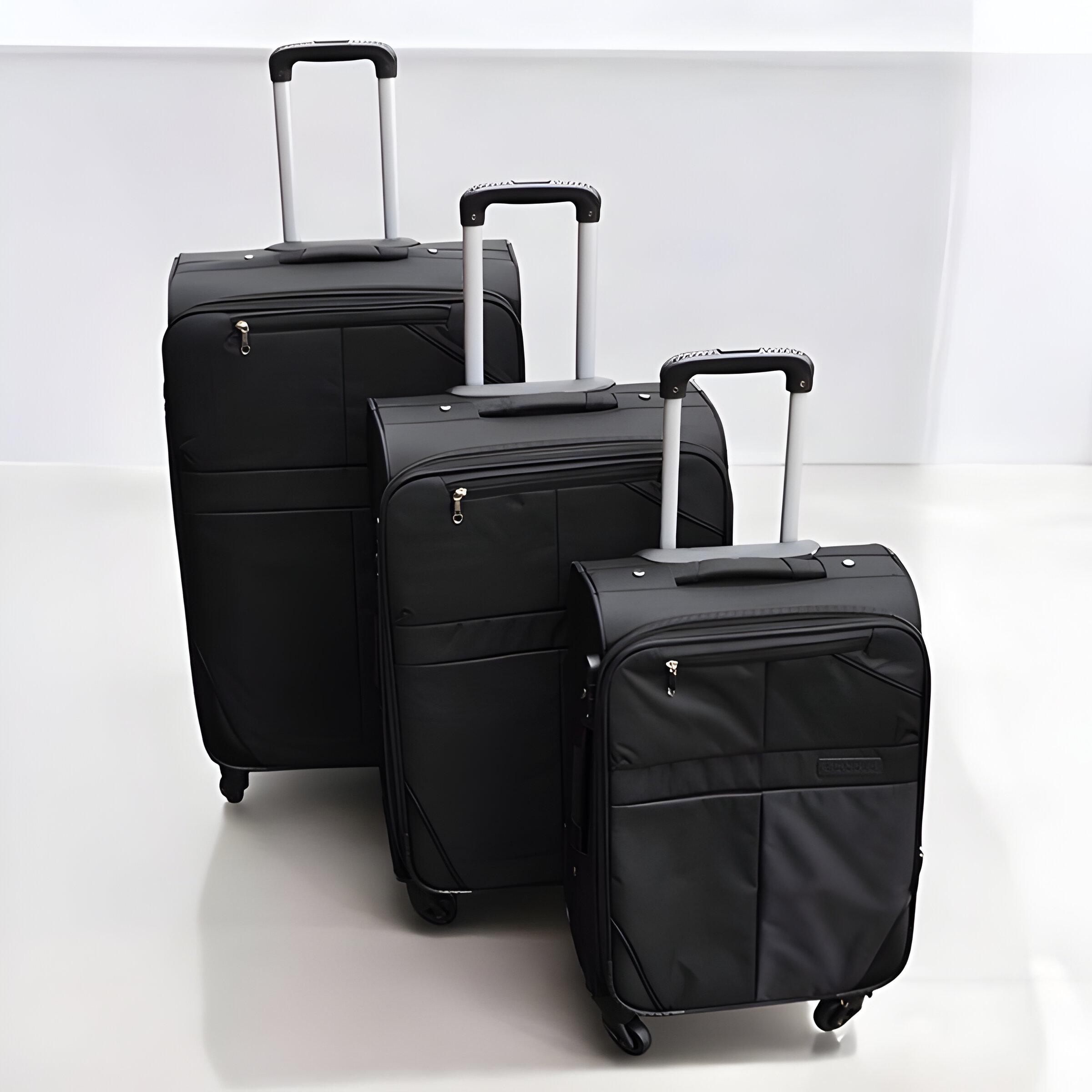 Набір валіз тканинних 3в1 з кодовим замком та телескопічною ручкою Чорний (24-292) - фото 2 Набір валіз тканинних 3в1 з кодовим замком та телескопічною ручкою Чорний (24-292) - фото 2