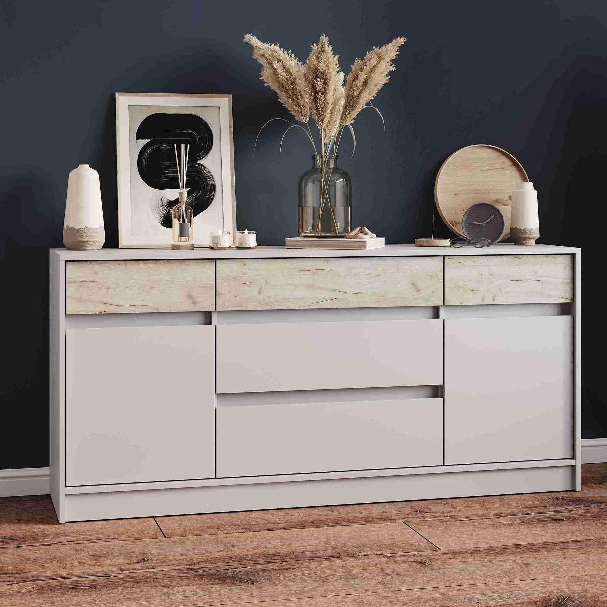 Комод Эверест Стайл 160х39х76 см Кашемир/Крафт Серый (09569)