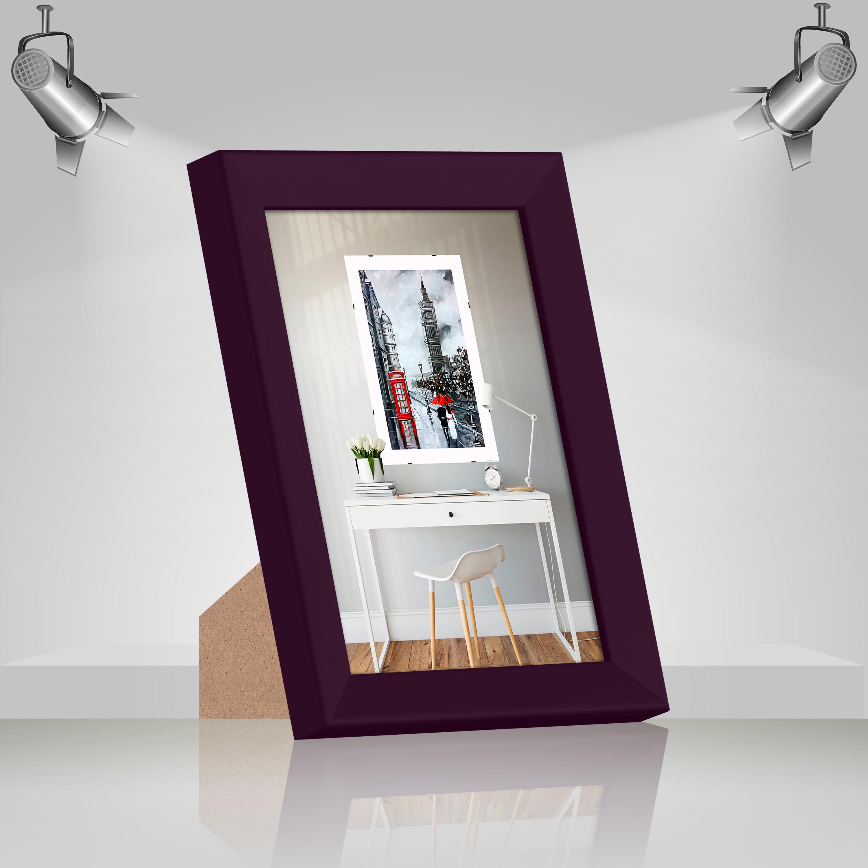 Фоторамка деревянная EmojiFrame 13х18 см AH2220-02 антибликовое стекло 2 мм с ножкой Фиолетовый - фото 2