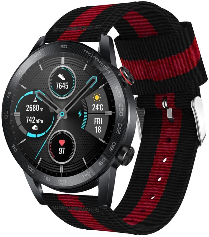 Ремінець тканинний Canvas для Honor Magic Watch 2 46 мм Black/Red (19692)