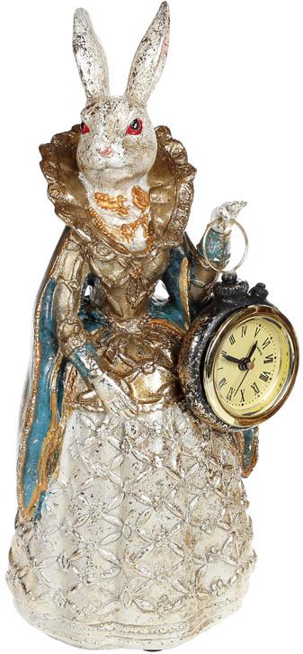 Статуэтка с часами Дама-крольчиха 10,5х10х24,5 см в синей накидке (BD-419-150-PA)