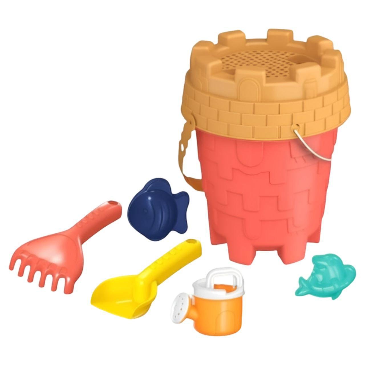 Набор для песочницы 733-341R с ведерком/лопаткой/ситечком и формочками 7 ел. (26962111)