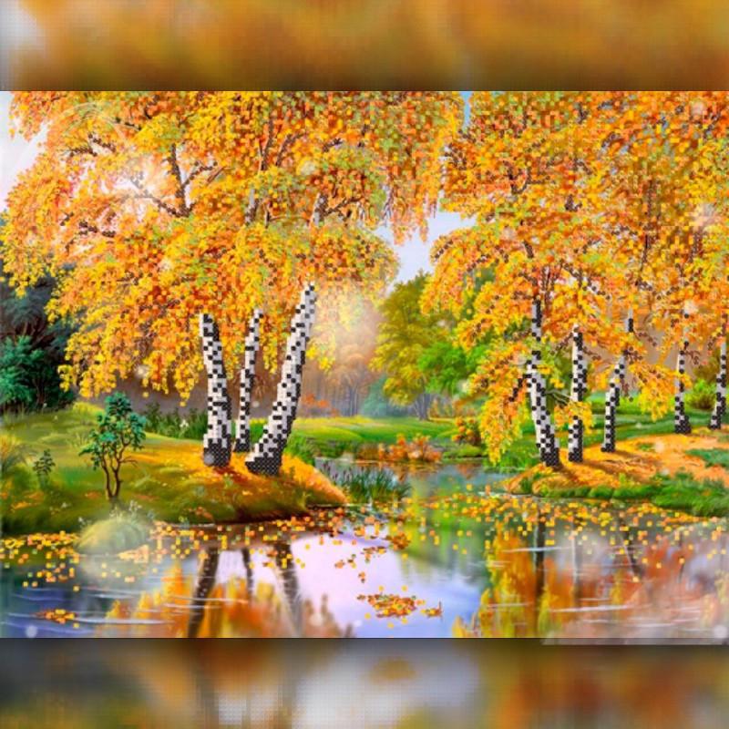 Алмазная вышивка The Wortex Diamonds Осенний пруд 40x50 см TWD30032L