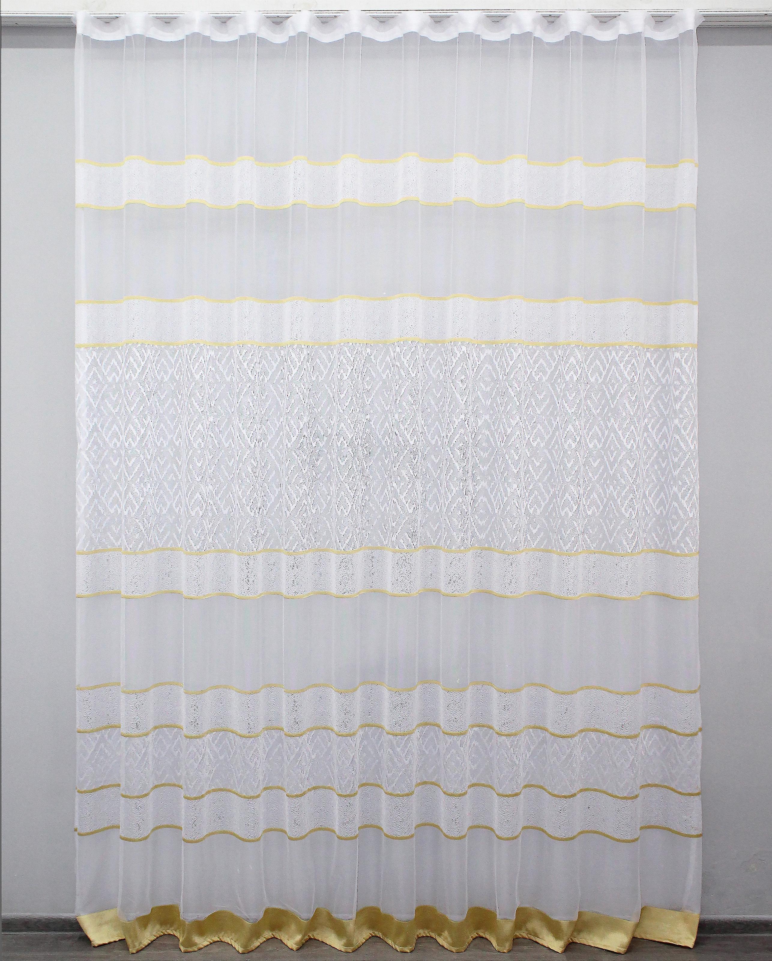 Тюль VR-Textil 1290т жаккард 300х270 см Белый/Золотистый (40-665)
