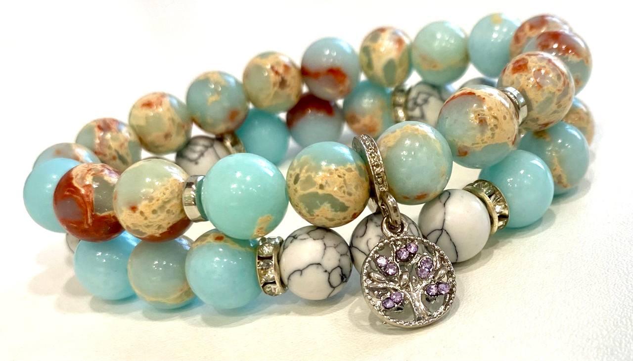 Браслет LITAURS из натурального камня варисцит d 10 мм и металлическими вставками 2 шт. L 18-21 см (250407-1) - фото 8 Браслет LITAURS из натурального камня варисцит d 10 мм и металлическими вставками 2 шт. L 18-21 см (250407-1) - фото 8