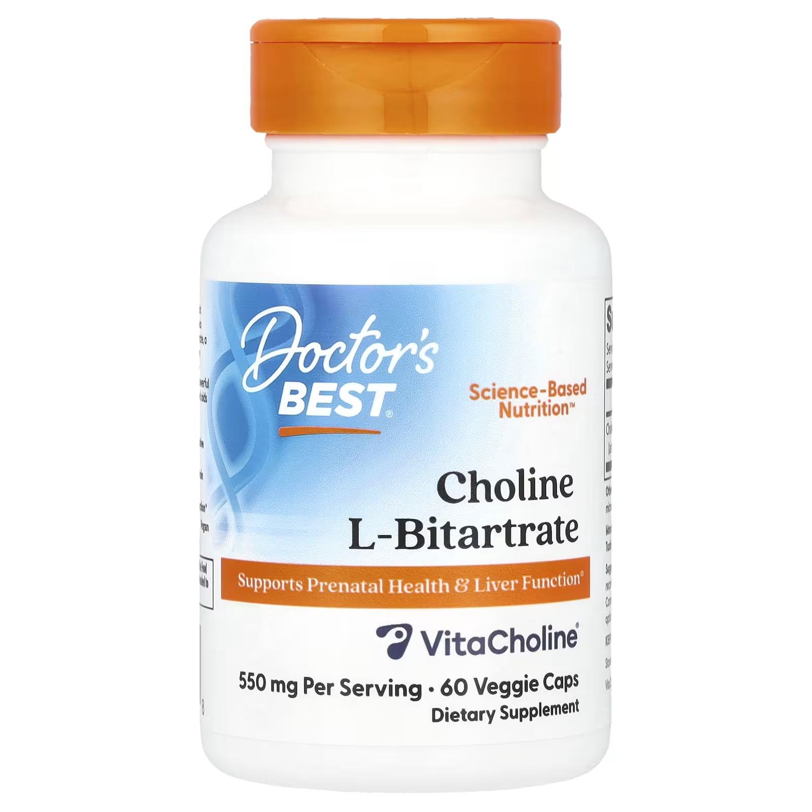 Холин L-битартрат Doctor's Best Choline L-Bitartrate 550 mg 60 капсул