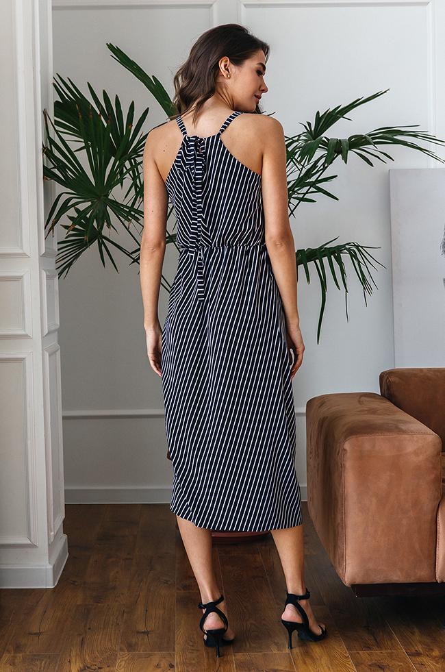 Сарафан Lipar 3384/3 в деловом стиле тонкая полоска р. 48 Черный (16905894) - фото 2