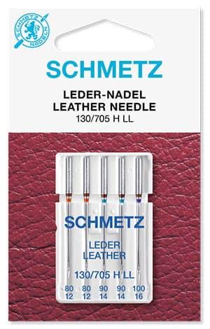 Набор игл Leather №100 для кожи SCHMETZ бытовой швейной машинки 2x 80/2x 90/1x 100 5 шт.