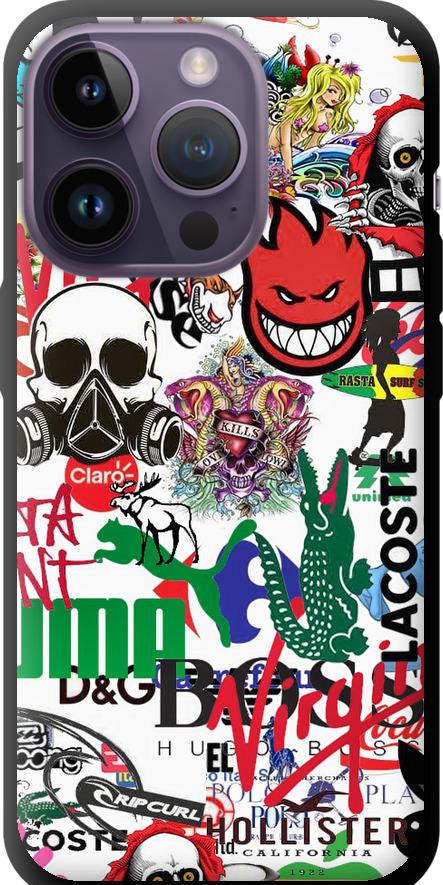Чехол на iPhone 14 Pro Many different logos (4022b-2646-42517)