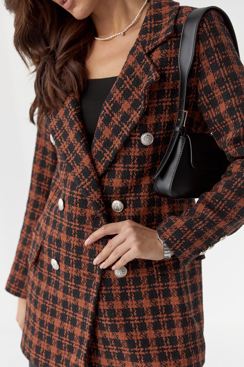 Піджак жіночий твідовий M Коричневий (9528386) - фото 4 Піджак жіночий твідовий M Коричневий (9528386) - фото 4