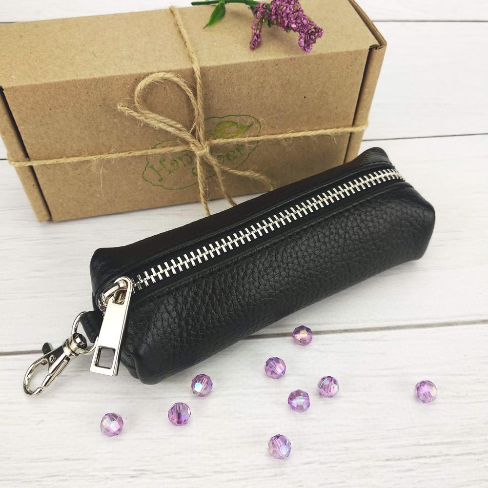 Ключница кожаная мужская HC-103 на молнии Черный - фото 4