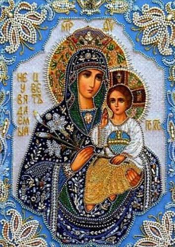 Алмазная мозаика икона Богородица с младенцем 30x40 см с рамкой 41x31x25 см (H8093)