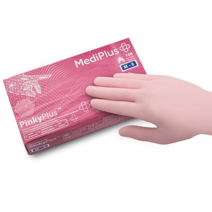 Рукавички нітрилові MEDIPLUSyPlus неопудрені M 100 шт. Pink - фото 2