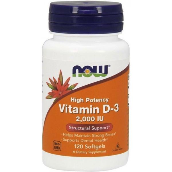 Витамины NOW Vitamin D-3 2000 ME Softgels 120 капсул