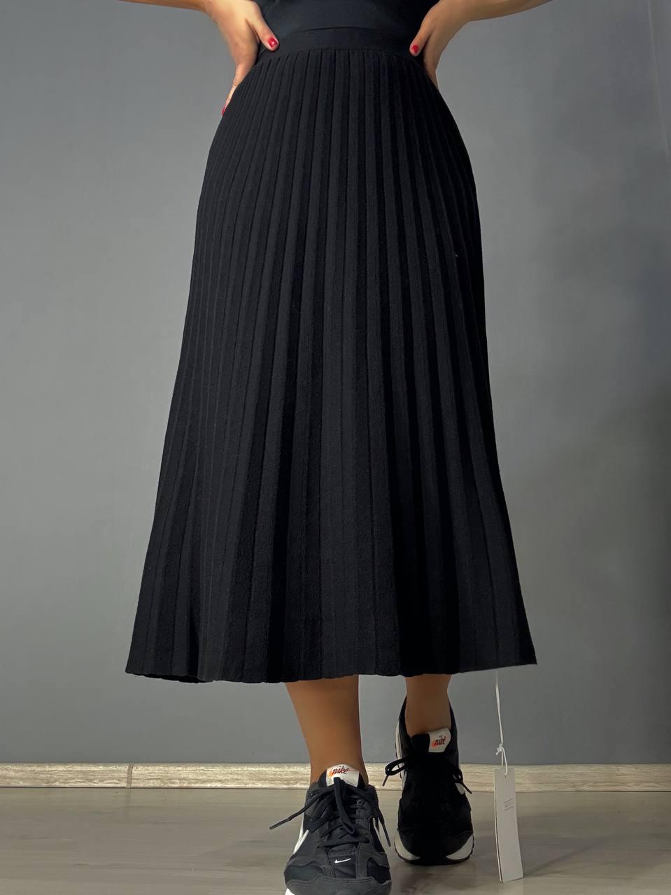 Юбка женская Accorddream 62313 вязаная плиссе миди на резинке OS Черный (5345) - фото 3