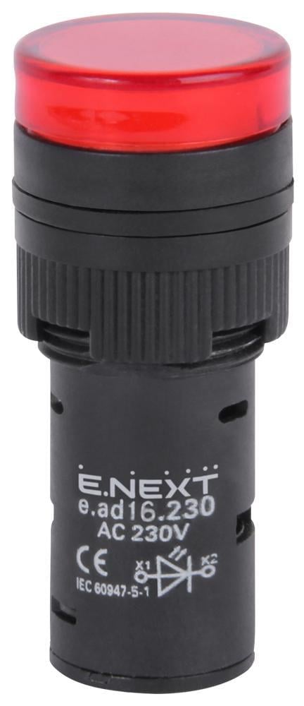 Лампа сигнальна E.NEXT e.ad16.230.red 16 мм LED 230 V АС Червоний (s009014)