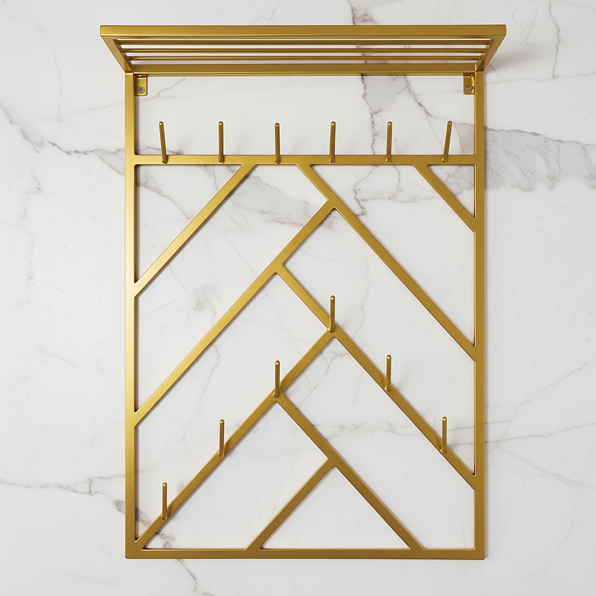 Вешалка для одежды настенная из металла Scandi 800x200 мм H 1000 мм Золотой (1554) - фото 1