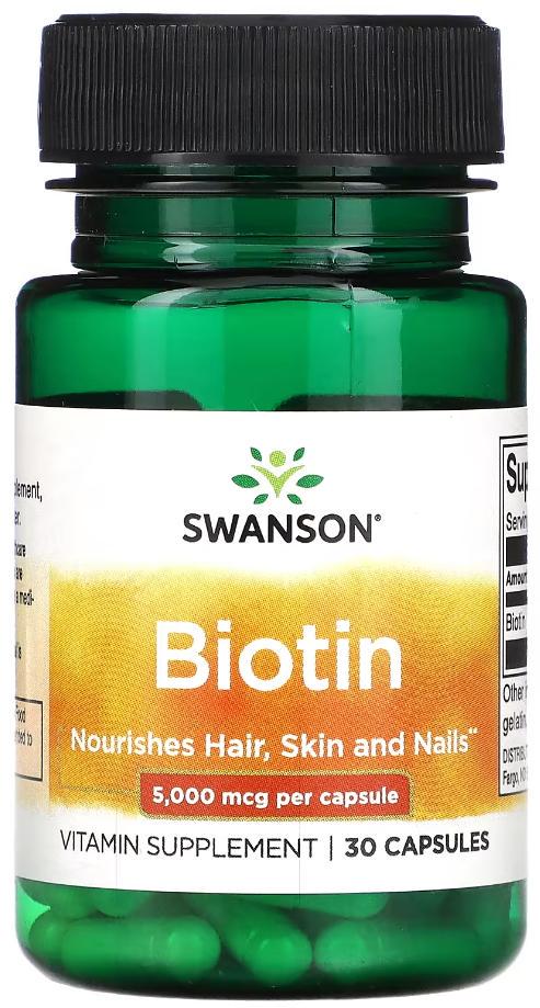 Биотин Swanson Biotin 5000 мкг 30 капсул