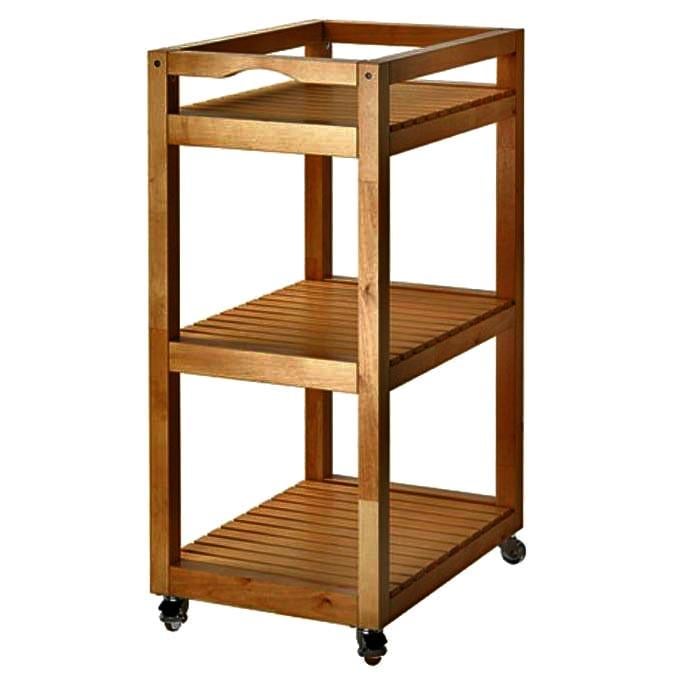Этажерка для ванной из дерева на колесиках Туриман Охра (АБТ-000504)