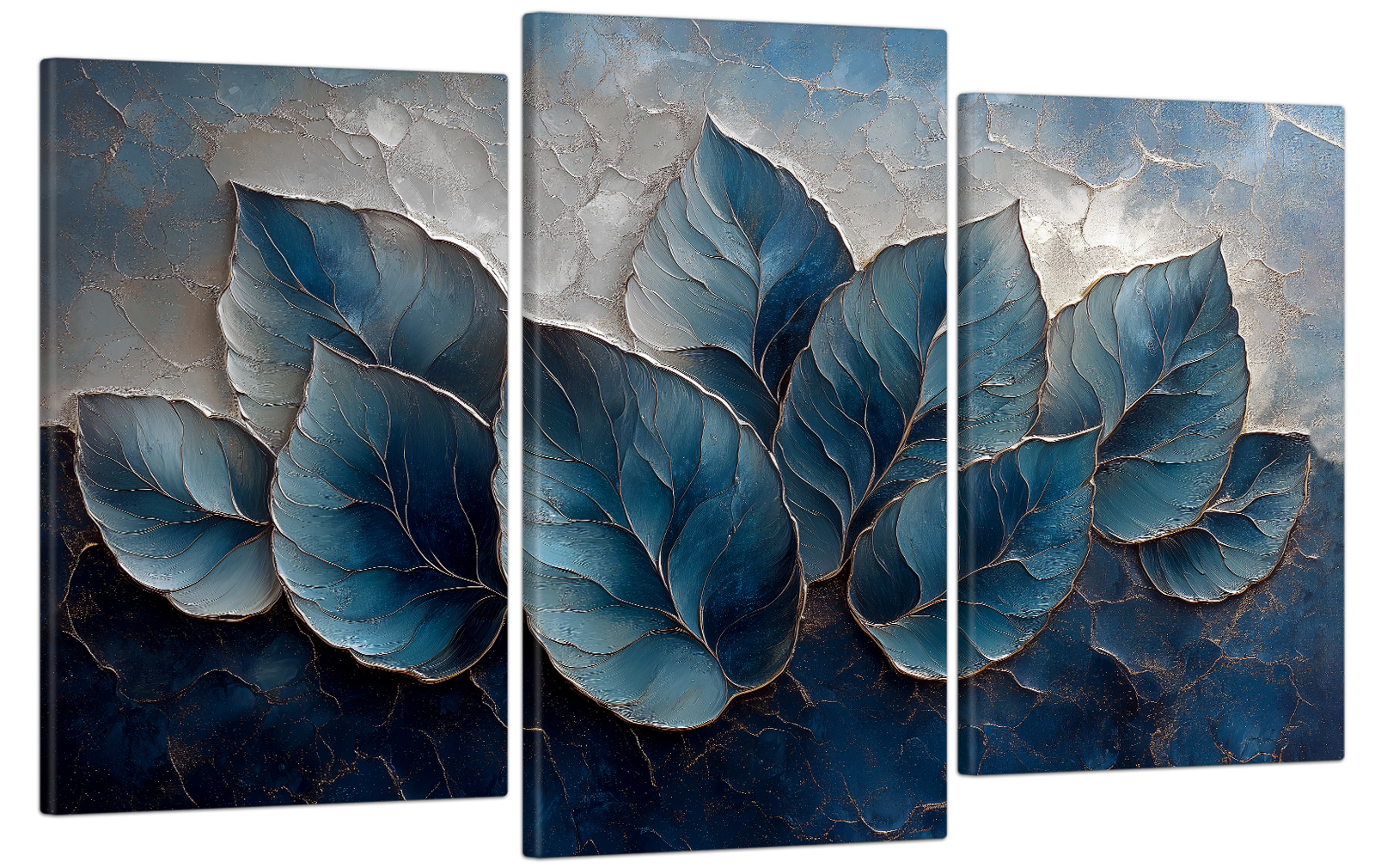 Картина на холсте МАКО синие листья 53x100 см (MK30634)