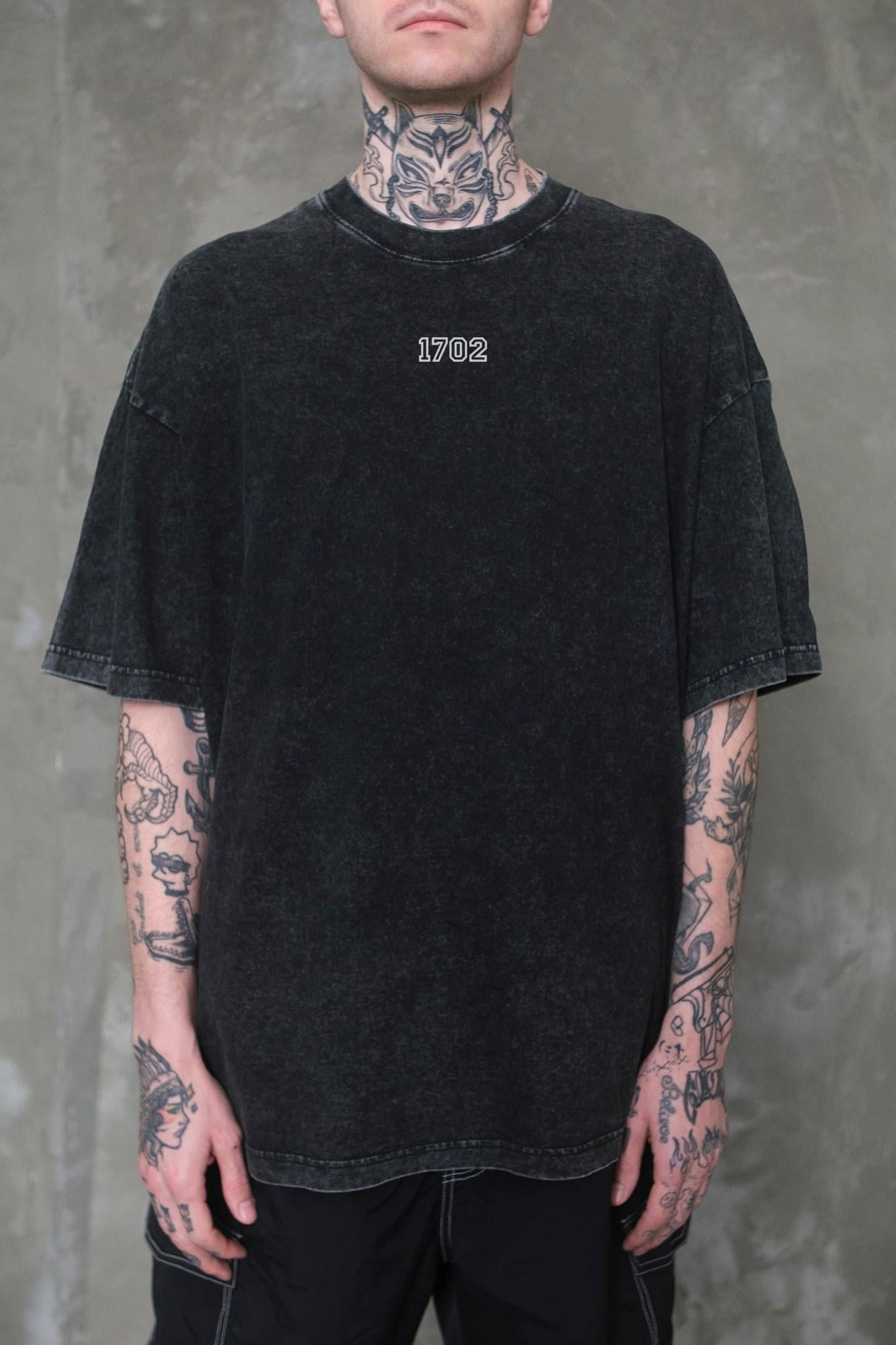 Футболка мужская оверсайз Without Washed вываренная с принтом 1702 S/M Black (S8049604)