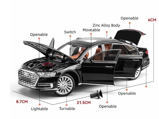 Звуковые световые эффекты Audi A8 Масштаб 1:24 21,5 см Белый - фото 8