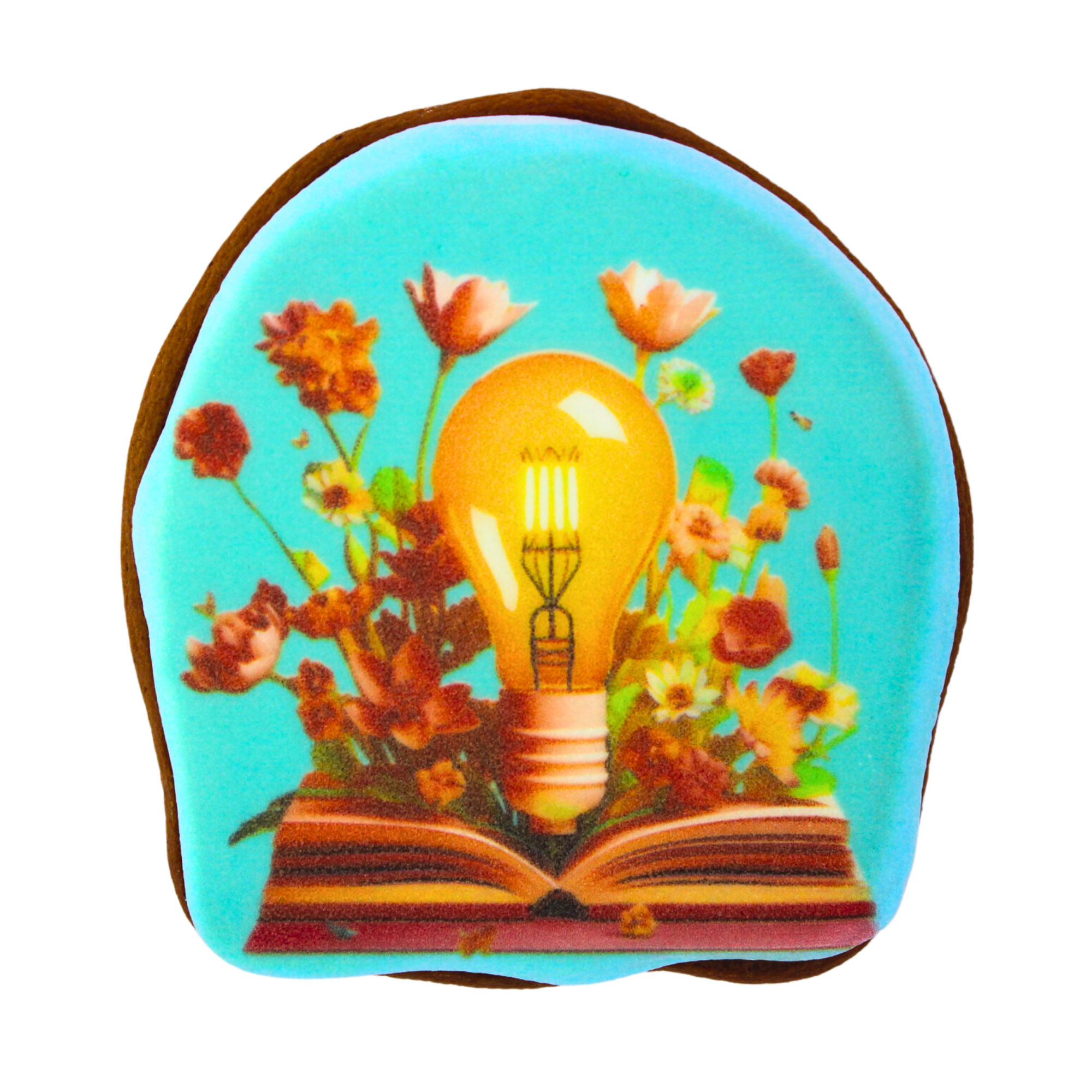 Пряник с принтом Крафт Печиво День Учителя Книги с цветами №2 45 г