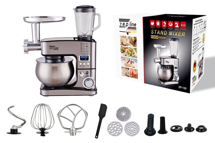 Кухонний комбайн ZepLine ZP-135 7в1 4200 Вт LCD-дисплей 6 л Сірий (ML-04901)