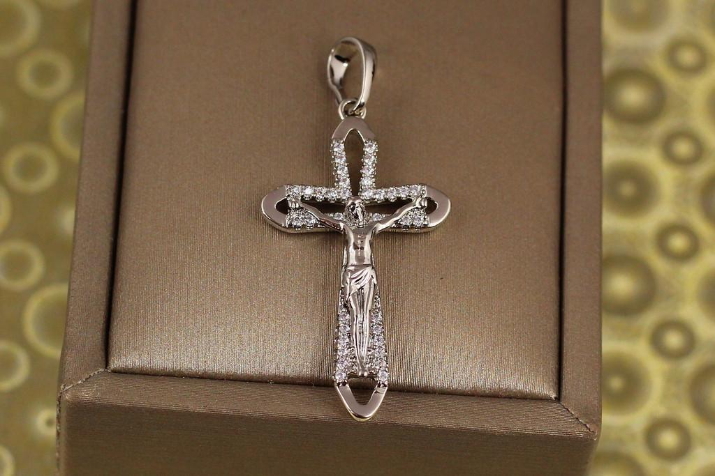 Крестик Xuping Jewelry с распятием и закругленными краями 3,2 см Серебристый (2127572291)