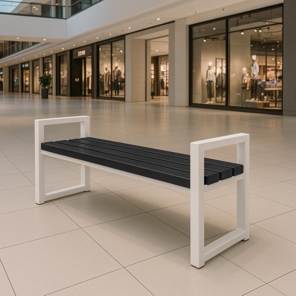 Лавка з ПВХ профілю ТОБІ ШО модерн без спинки 1514х598х415 мм Графітово-Білий - фото 2