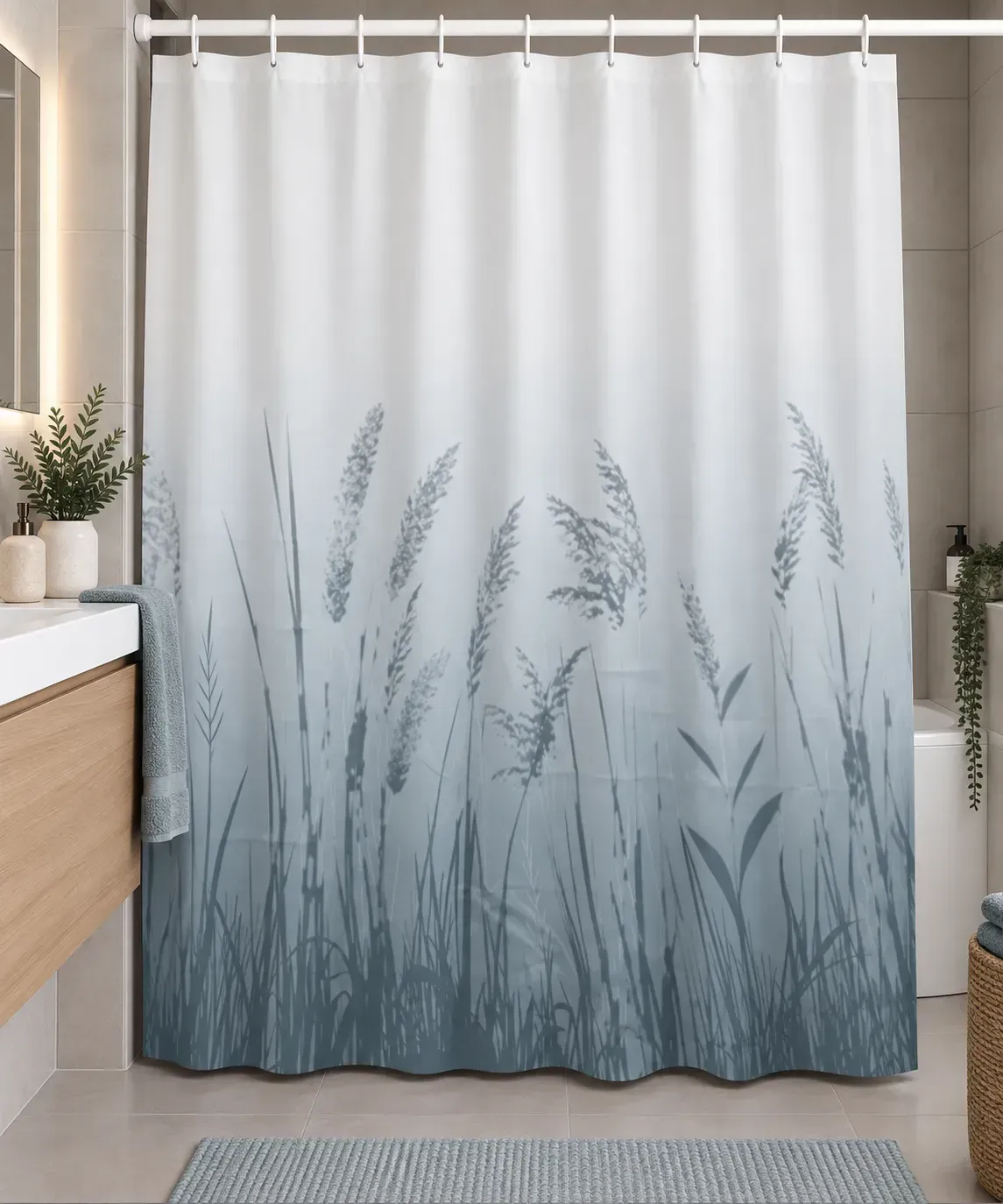 Шторка для ванной и душа полиэстер с принтом Solo blue-gray Miranda 180х200 см (Solo blue-gray)