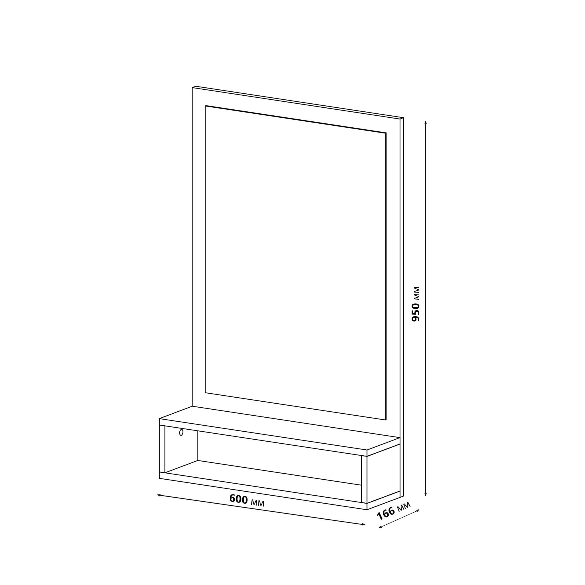 Дзеркало настінне з полицею NT-1 600х166х950 мм Дуб Сонома - фото 2
