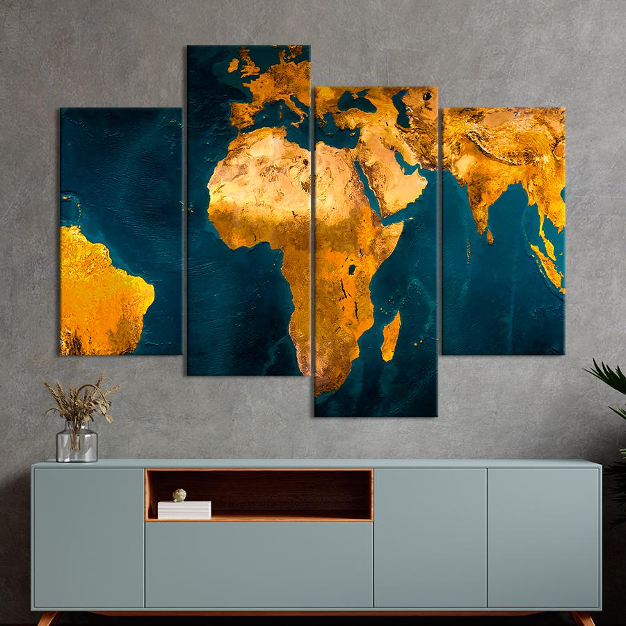 Картина карта Жаркая Африка на карте мира 129x90 см (A1347-4)