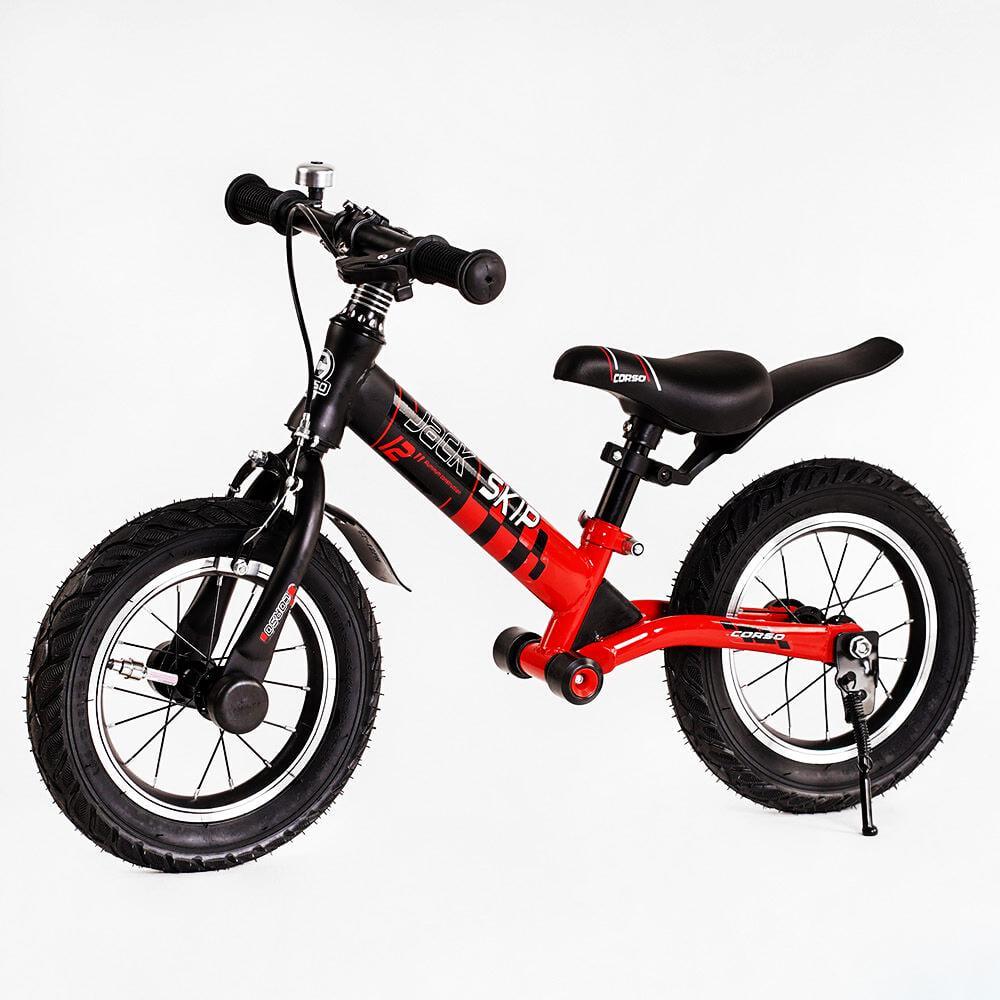 Біговел дитячий Corso Skip Jack 12" ручне гальмо амортизатор Red/Black (119237)