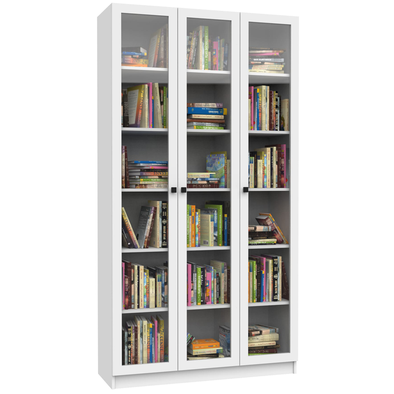Шкаф книжный со стеклом 3/glass 1200х320х2100 мм White (1830831)
