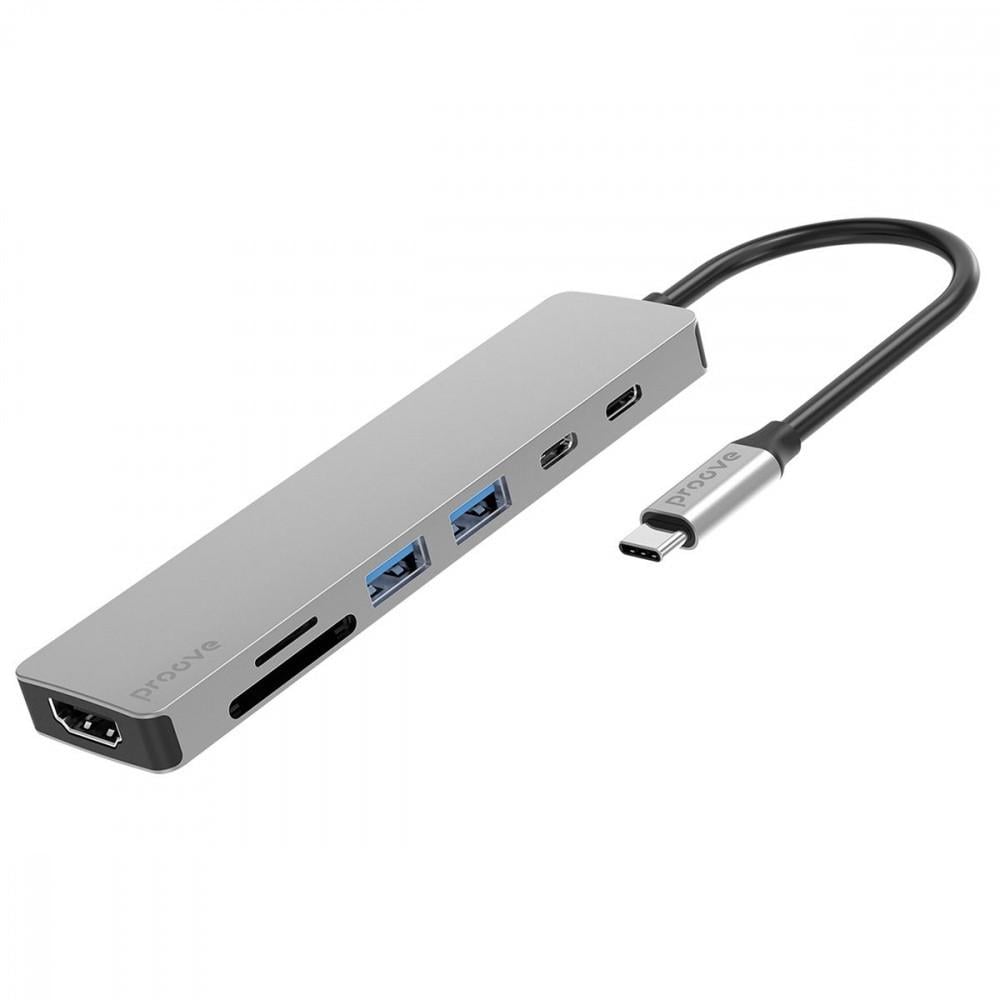 Хаб Proove Iron Link 7в 1 2хType-C/2хUSB3.0 /HDMI/SD/TF Silver
