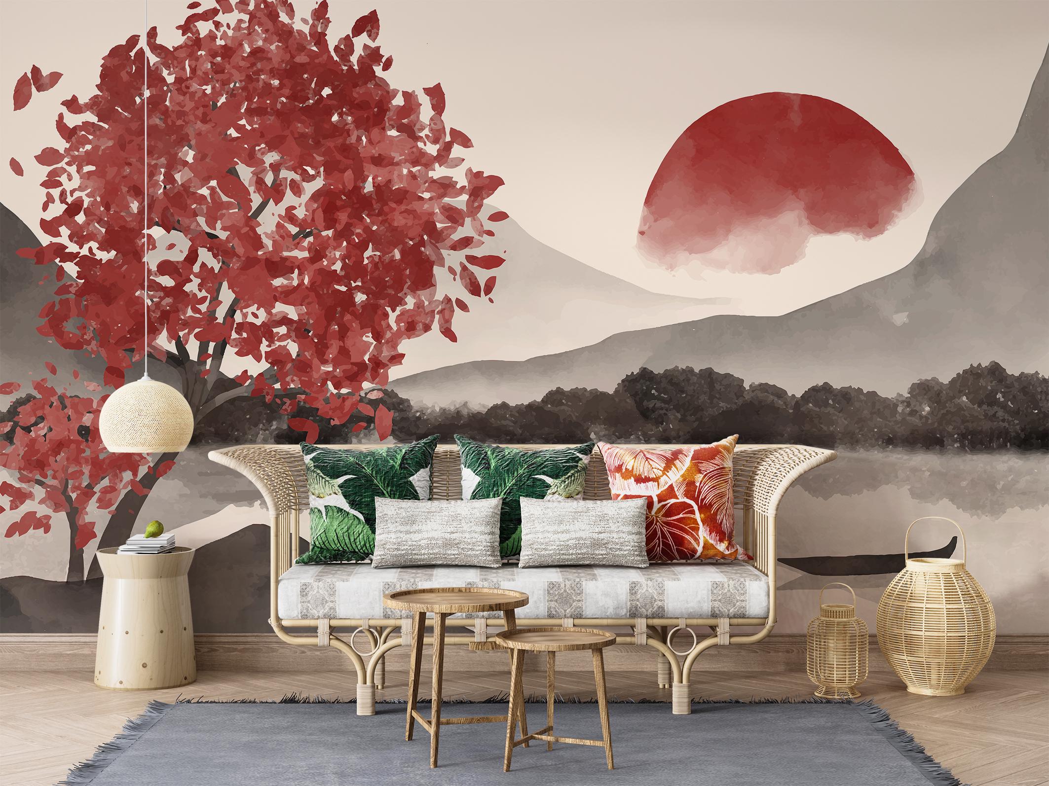 Фотошпалери флізелінові Upstream Японський пейзаж Червоне сонце над озером 368х245 см (S5NTR-109/7) - фото 7 Фотошпалери флізелінові Upstream Японський пейзаж Червоне сонце над озером 368х245 см (S5NTR-109/7) - фото 7