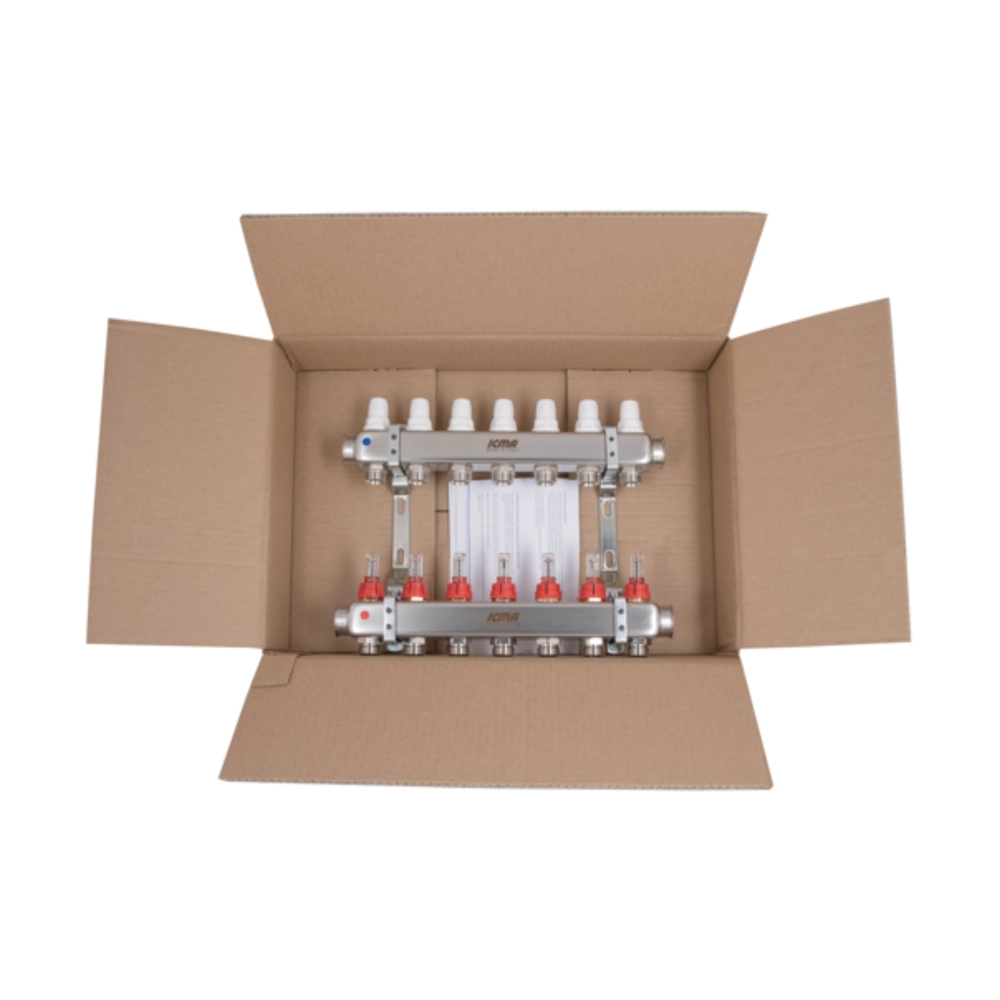 Коллектор ICMA №К073 из нержавеющей распределительный стали с расходомером 1" 7 выходов (SD00053340) - фото 10