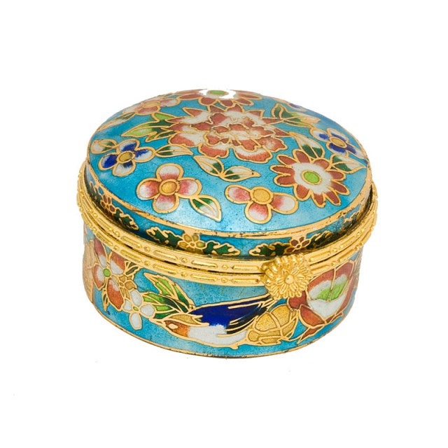 Шкатулка клуазоне 3х55х55 см Голубой (А4543)