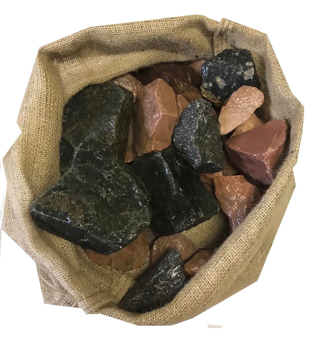 Камені для сауни та лазні mix габродіабаз і малиновий кварцит 10 кг