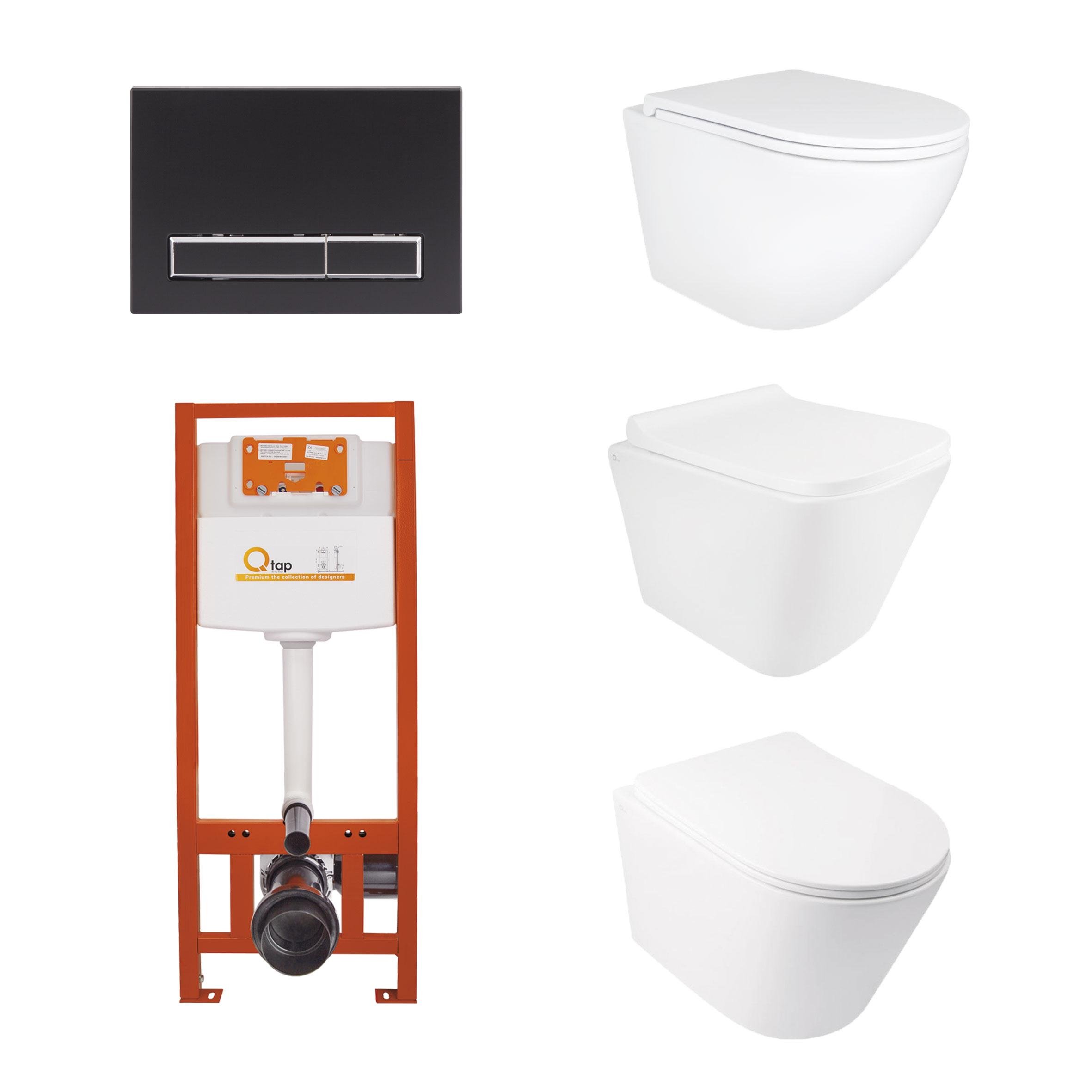Комплект інсталяції Q-tap Nest QT1333046EUQW45176 з унітазом кнопка Чорний (176938)