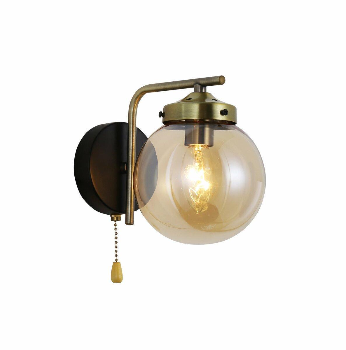 Бра Sirius с веревочным выключателем под лампу Е14 Черный/Бронзовый (G 74405/1W Antique Brass+Matte black)