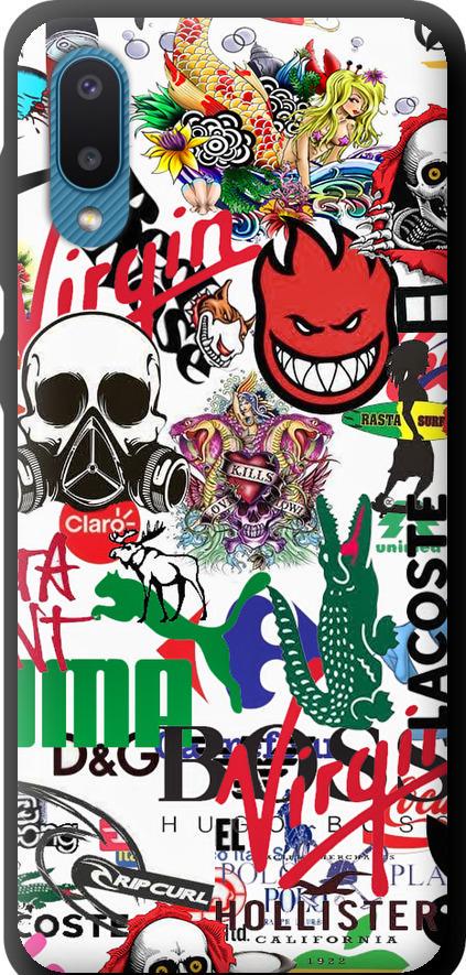 Чехол на Samsung Galaxy A02 A022G Many different logos (4022b-2260-42517)