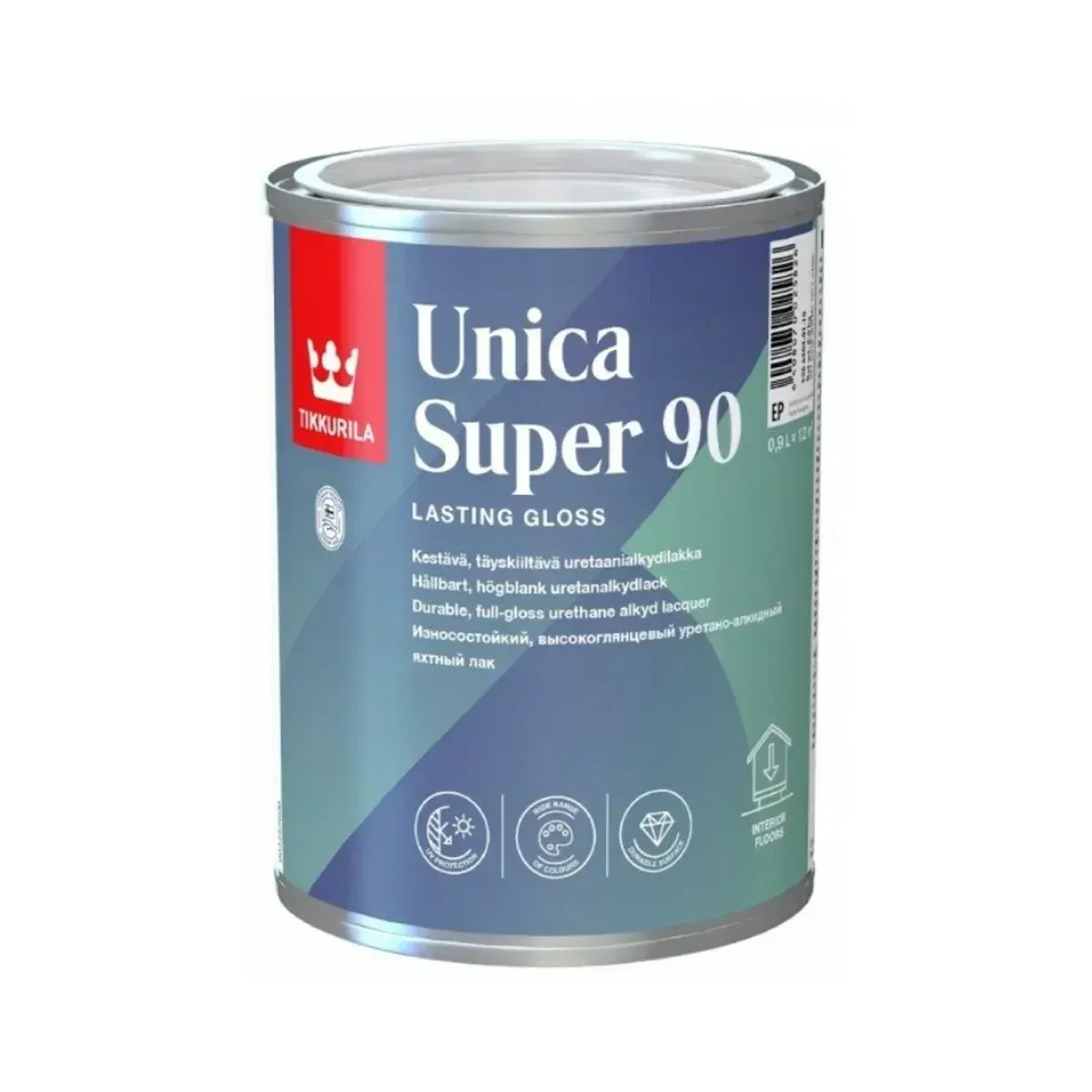 Лак глянцевый TIKKURILA Unica Super 90 База ЕР прозрачная под тонировку 0,9 л (1697044868)