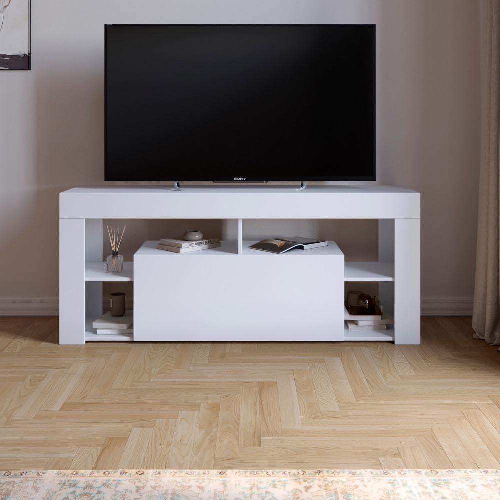 Тумба под телевизор с 4 полками М-ЗОН Джеко 140 Нимфея Альба (MZN-031034)