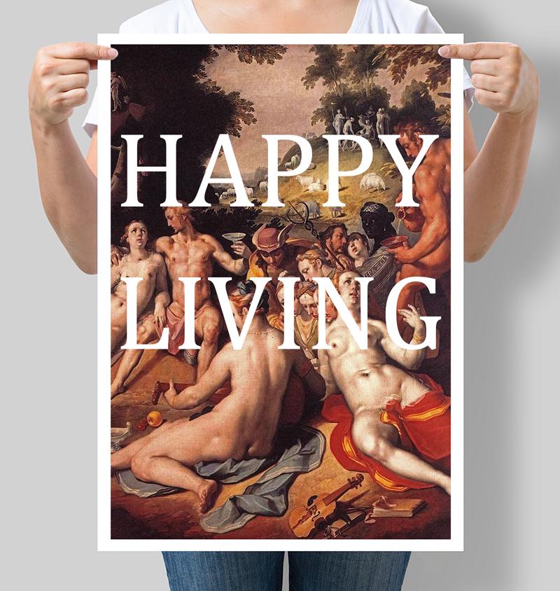 Постер мотивирующий "Happy living" 42х60 см (М037) Постер мотивирующий "Happy living" 42х60 см (М037)