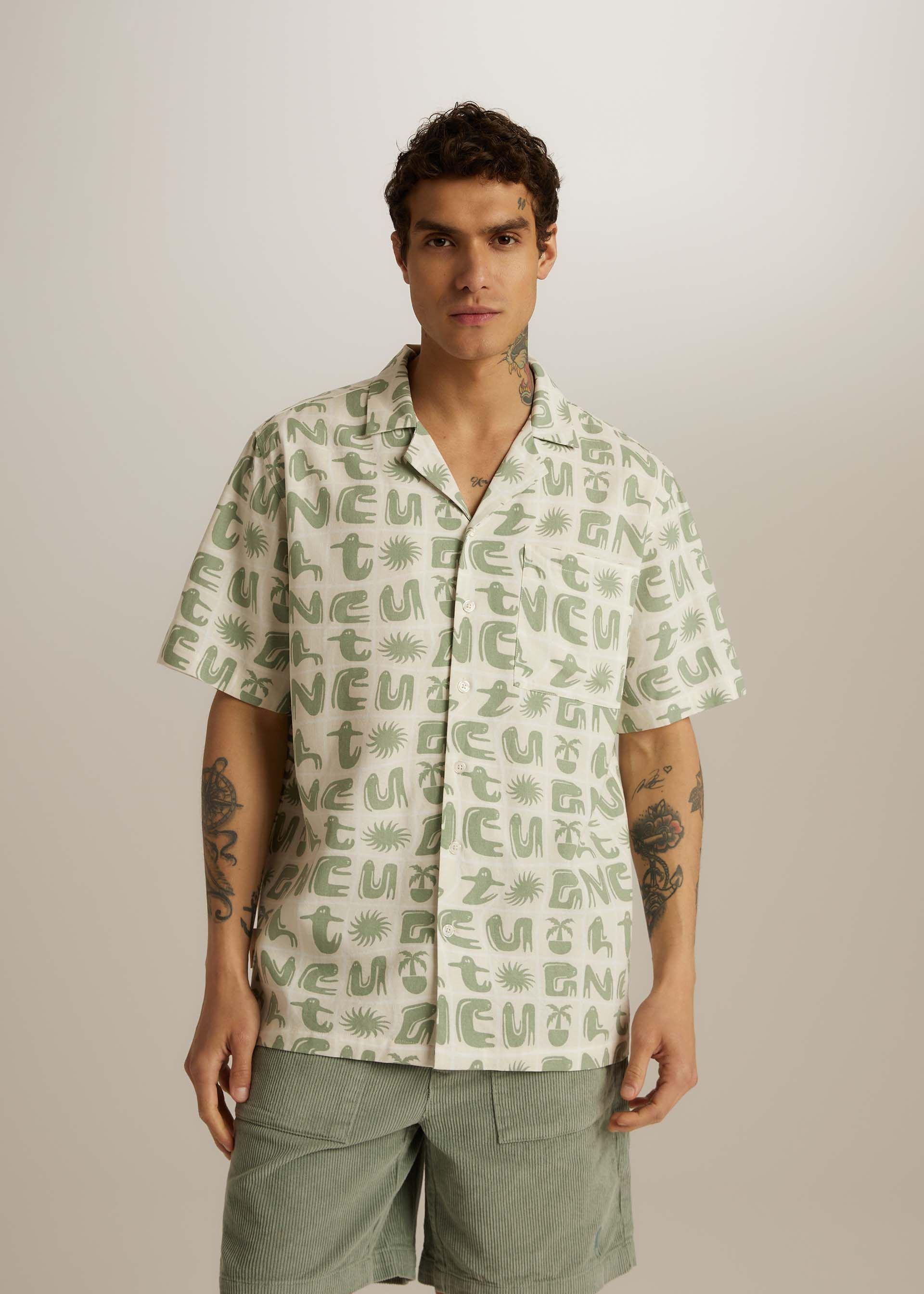 Рубашка мужская Diverse CLTN VERDEN короткий рукав 2XL Молочный (5905384154071)